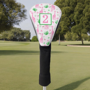 Couvre-club De Golf Chiffre Cosmopolite Personnalisé Preppy Rose Giraf