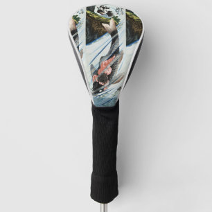 Couvre-club De Golf Chinoiserie Carpes Koï Cascade Art Japonais