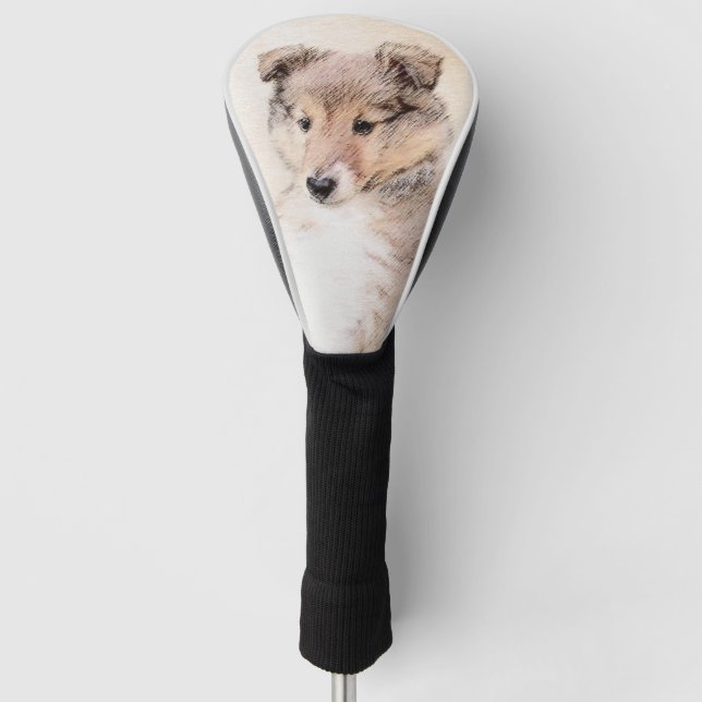 Couvre-club De Golf Chiot de chien de berger de Shetland peignant (Devant)