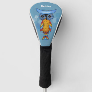 Couvre-club De Golf Chouette d'Imaginaire Gros yeux bleus Plumes color