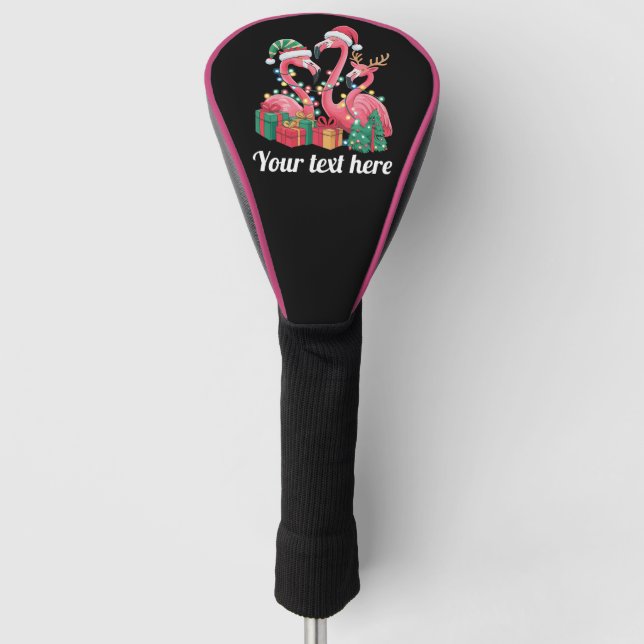 Couvre-club De Golf Christmas Palm Flamingo Personalized Xmas Lights  (Devant)