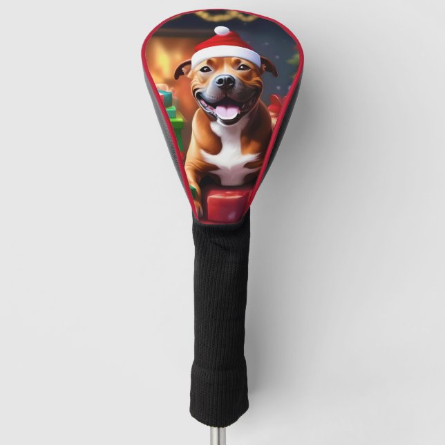 Couvre-club De Golf Christmas Staffordshire Bull Terrier (Devant)