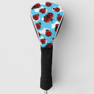 Couvre-club De Golf Ciel Bleu Nuages Bleu Rouge coccinelle