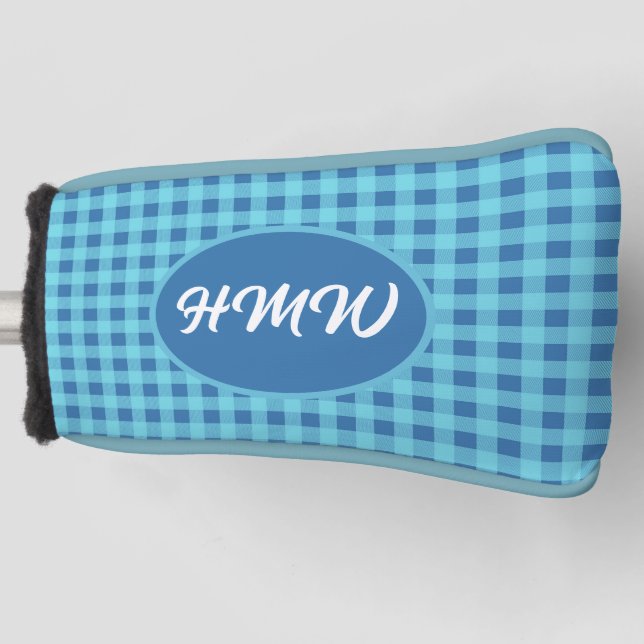 Couvre-club De Golf Ciel bleu Plaid : Monogramme Personnalisé Putter L (Devant)
