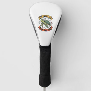 Couvre-club De Golf Citation de Tortue Heureuse Dessin de Gravure Vint