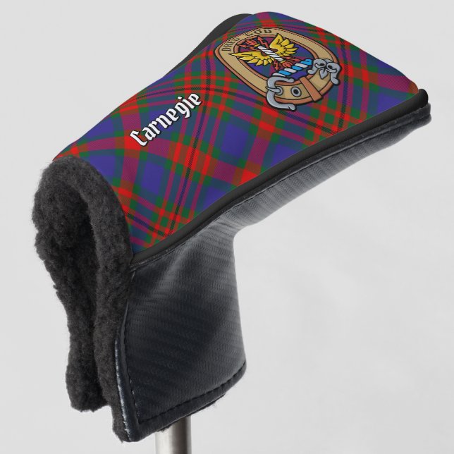Couvre-club De Golf Clan Carnegie Crest sur Tartan (Devant 3/4)