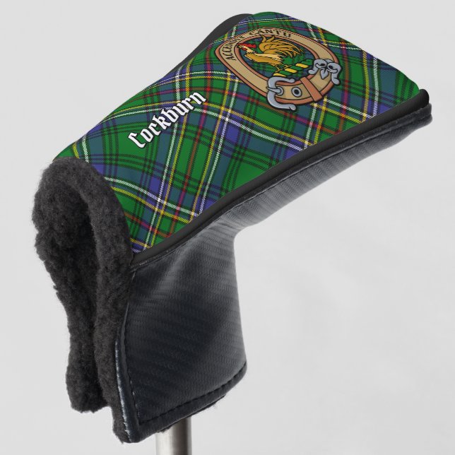 Couvre-club De Golf Clan Cockburn Crest sur Tartan (Devant 3/4)