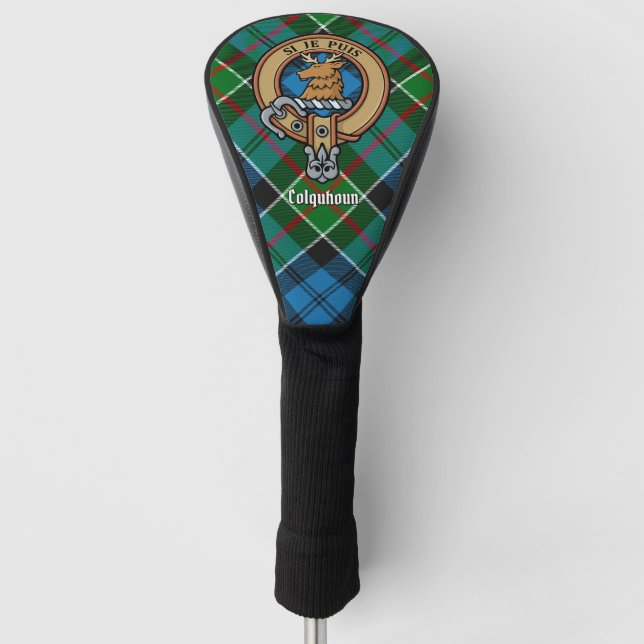 Couvre-club De Golf Clan Colquhoun Crest sur Tartan (Devant)
