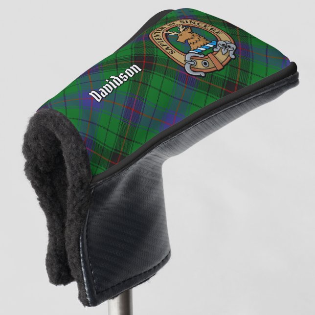 Couvre-club De Golf Clan Davidson Crest sur Tartan (Devant 3/4)