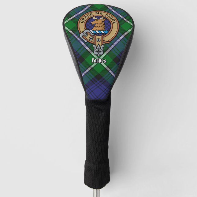 Couvre-club De Golf Clan Forbes Crest sur Tartan (Devant)