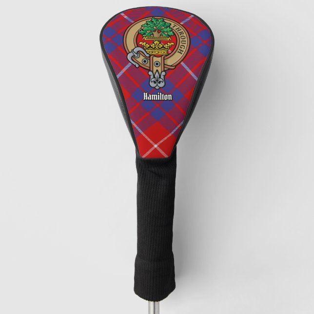 Couvre-club De Golf Clan Hamilton Crest sur Red Tartan (Devant)