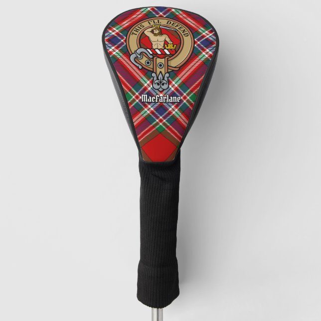 Couvre-club De Golf Clan MacFarlane Crest sur Red Tartan (Devant)