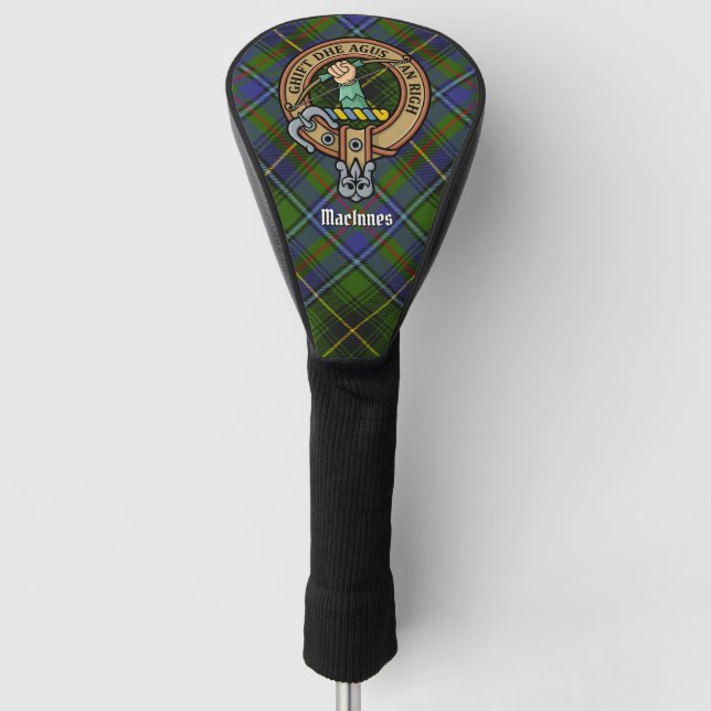 Couvre-club De Golf Clan MacInnes Crest sur Tartan (Devant)