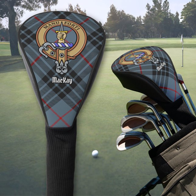 Couvre-club De Golf Clan MacKay Crest sur Blue Tartan (Créateur téléchargé)