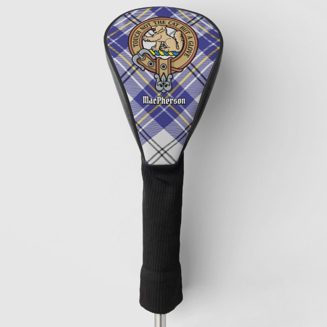 Couvre-club De Golf Clan MacPherson Crest sur la robe bleue Tartan (Devant)