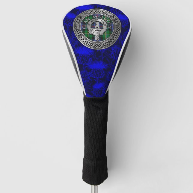 Couvre-club De Golf Clan Malcolm Crest et Tartan Knot (Devant)
