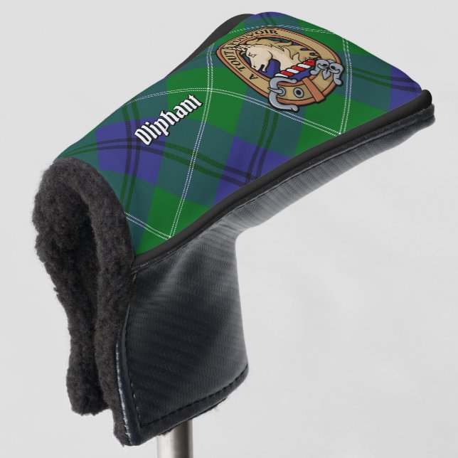 Couvre-club De Golf Clan Oliphant Crest sur Tartan (Devant 3/4)