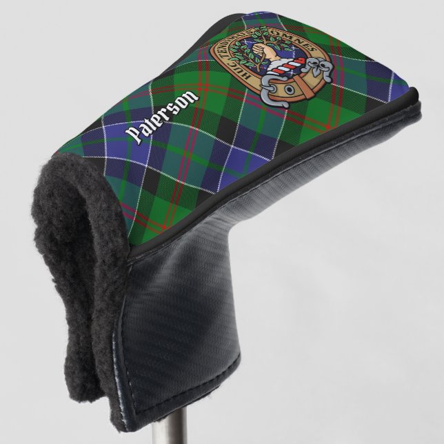 Couvre-club De Golf Clan Paterson Crest sur Tartan (Devant 3/4)