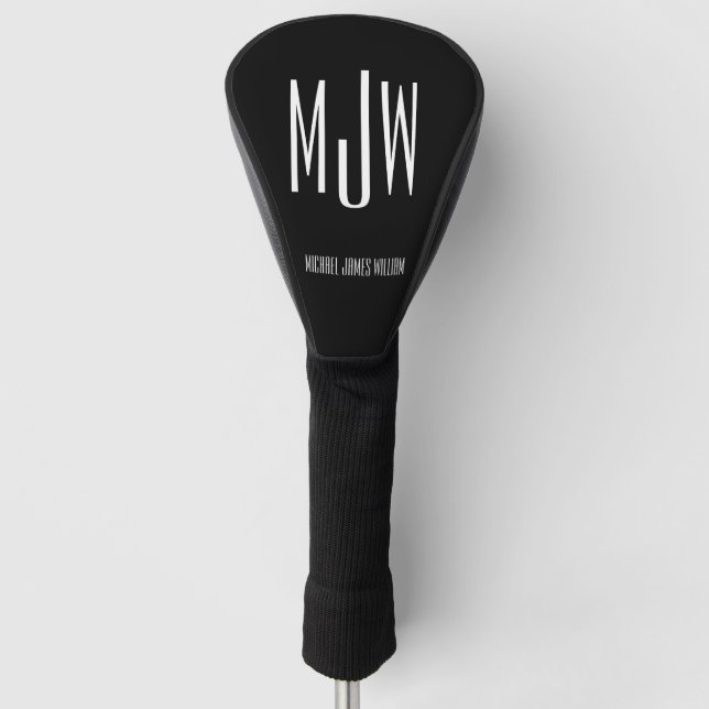 Couvre-club De Golf Classé Monogramme noir et blanc (Devant)