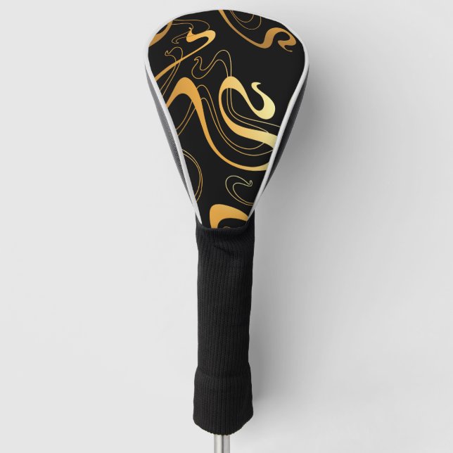 Couvre-club De Golf Classique jaune et noir Abstrait (Devant)