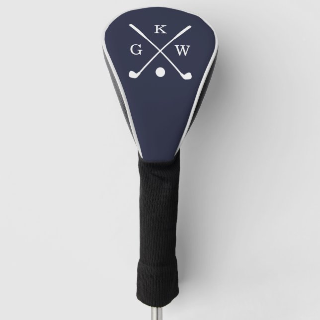 Couvre-club De Golf Club de golf bleu marine Monogramme (Devant)