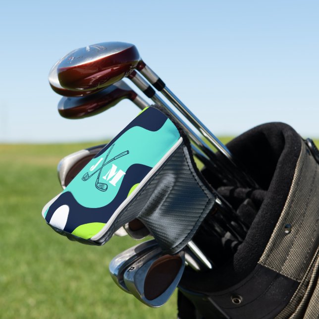 Couvre-club De Golf Club de golf Monogram Retro Wave Blue Green (In Situ)