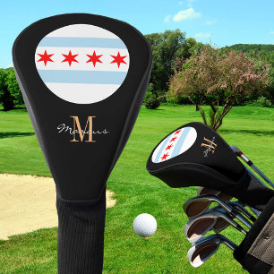 Couvre-club De Golf Clubs de golf Monogramme & Chicago Flag