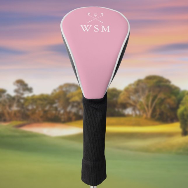 Couvre-club De Golf Clubs de golf Monogramme Personnalisés Rose (Pink Personalized Monogram Golf Clubs Golf Head Cover)