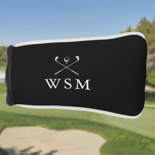 Couvre-club De Golf Clubs de golf personnalisés avec monogramme noir e