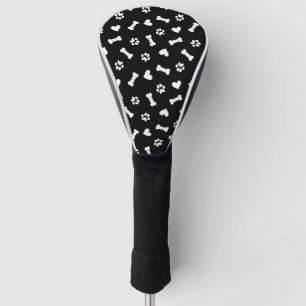 Couvre-club De Golf Coeur Chien Paws Et Os Noir