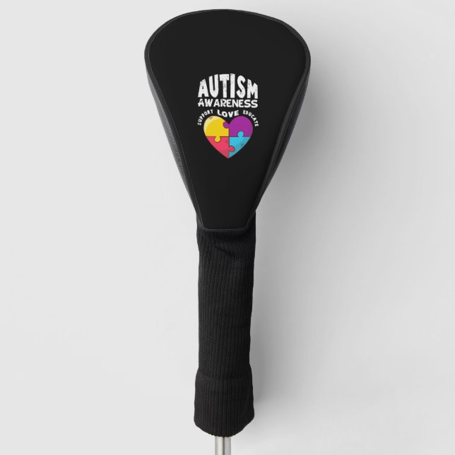 Couvre-club De Golf Coeur de sensibilisation sur l'autisme (Devant)
