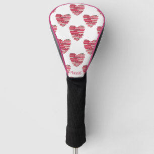 Couvre-club De Golf Coeurs en Patchwork en Pink and Red Golf Head Cove