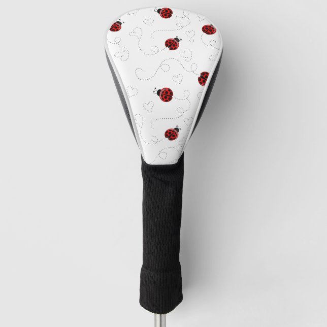 Couvre-club De Golf Coeurs noirs de l'amant de l'insecte rouge Ladybug (Devant)