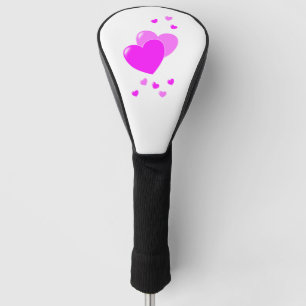 Couvre-club De Golf Coeurs Roses Mignons Sur Noir Et Blanc