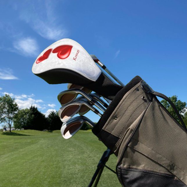 Couvre-club De Golf Coeurs rouges Couverture personnalisée de la tête  (Red Hearts Personalized Golf Head Cover)
