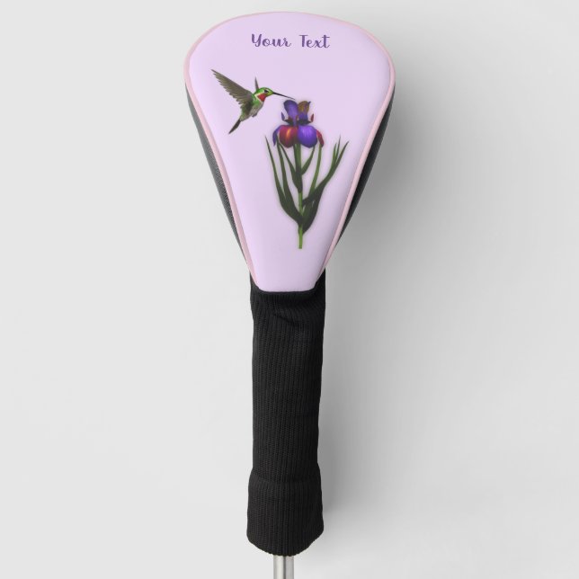 Couvre-club De Golf Colibri Et Fleur Iris Personnalisés   (Devant)