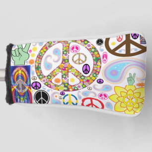Couvre-club De Golf Collage Peace & Paisley