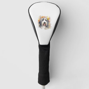 Couvre-club De Golf Collie hérissée entre Fleurs sauvages 1