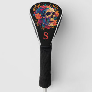 Couvre-club De Golf Coloré gothique Rose sucre crâne Monogramme