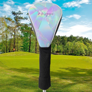 Couvre-club De Golf Conception turquoise et violette Iridescente, nom