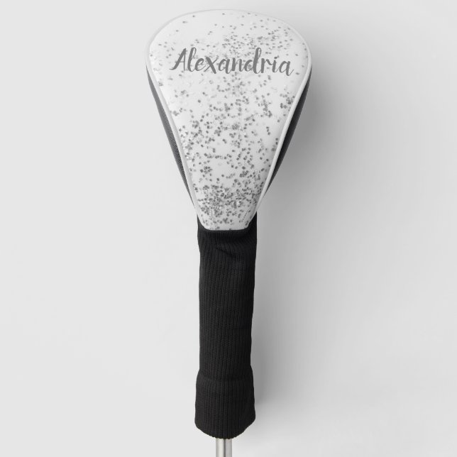 Couvre-club De Golf Confetti d'argent personnalisé chic (Devant)