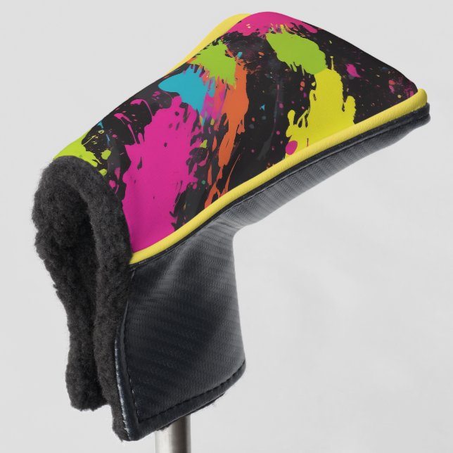Couvre-club De Golf Couleurs néon Retro Paint Splatter (Devant 3/4)