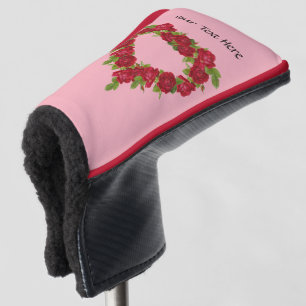 Couvre-club De Golf Couronne en forme de coeur de jolies roses rouges