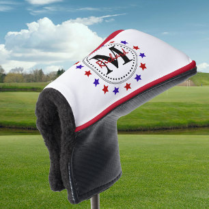 Couvre-club De Golf Couvercle à mâchoires de Monogramme Red Blue Stars