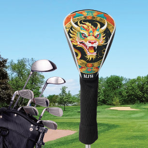 Couvre-club De Golf Couvercle de tête de golf Dragon Red Gold