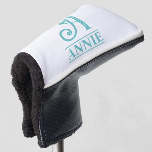 Couvre-club De Golf Couvercle turquoise monogramme de la tête de trans (Devant 3/4)