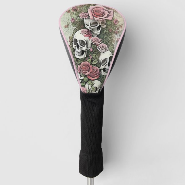 Couvre-club De Golf Crânes et Roses (Devant)