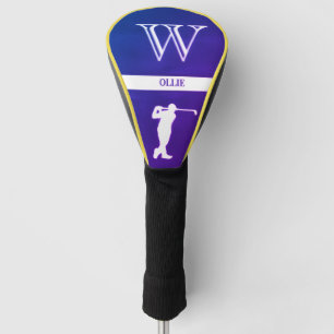 Couvre-club De Golf Création violette et jaune avec cuir OLLIE