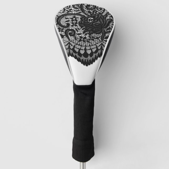 Couvre-club De Golf Créez votre propre dentelle | noire (Devant)