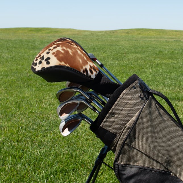 Couvre-club De Golf Crème Western Cowboy Brown Noir Cowhide (In Situ)